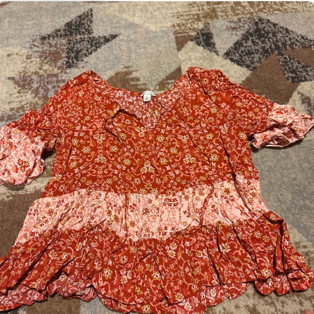 Floral Red and Pink Blouse
